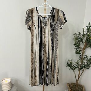 Sami & Jo Black and Brown Patterned Midi Dress